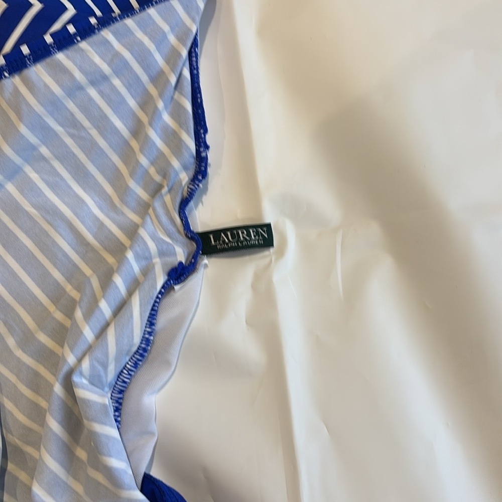 Lauren Ralph Lauren Blue and White Striped Swimsuit